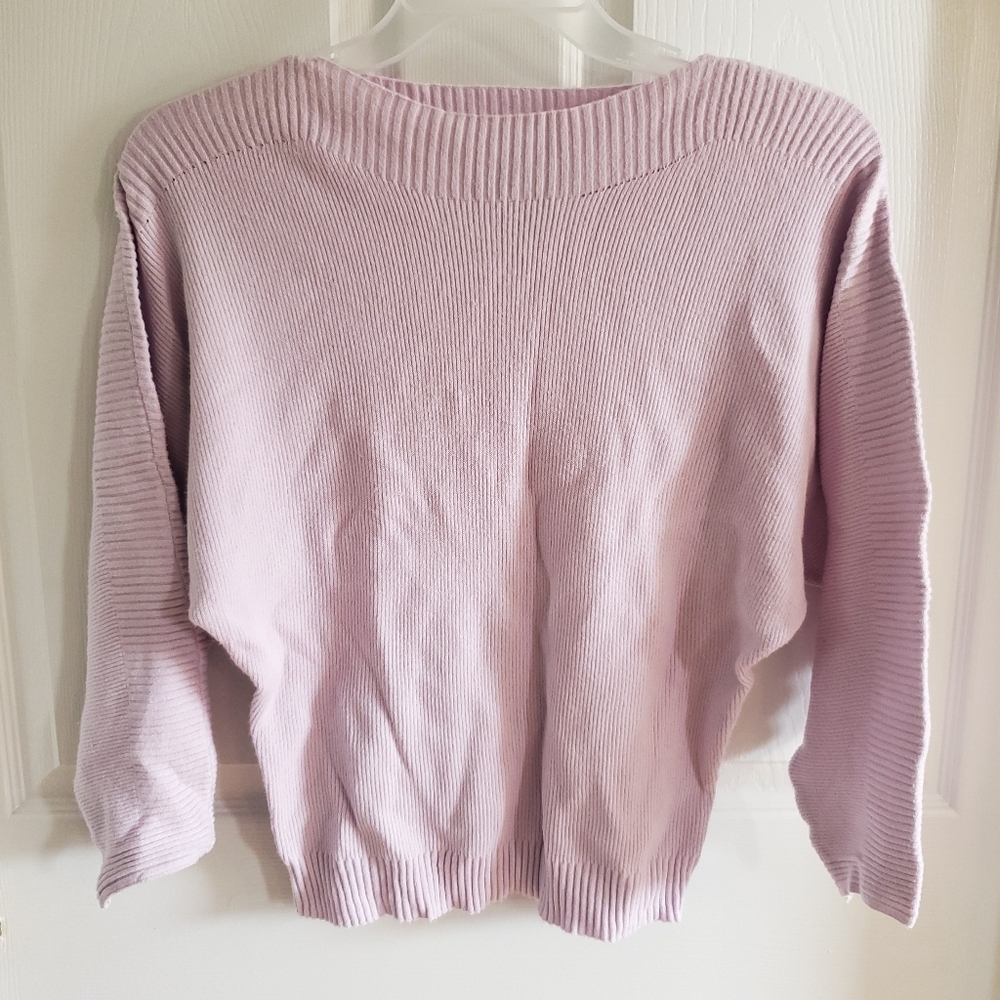 Joan Vass Light Pink/Purple Crew Neck Sweater